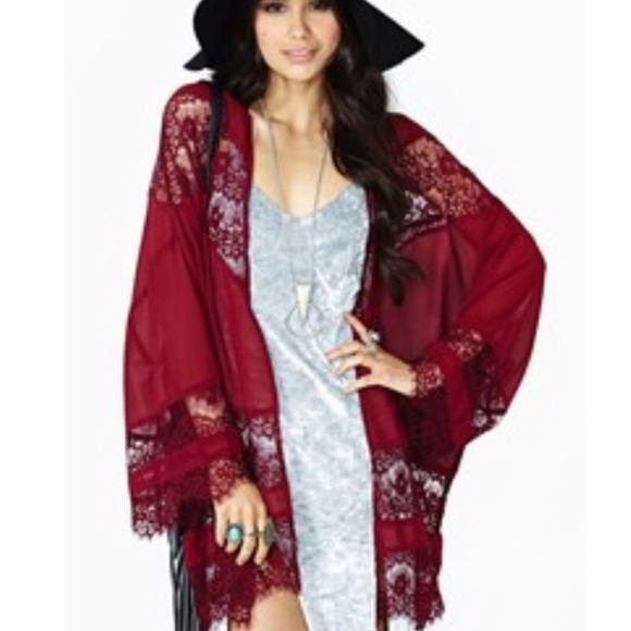 Nasty Gal Other - Nasty Gal burgundy lace kimono by Lush sz S/M